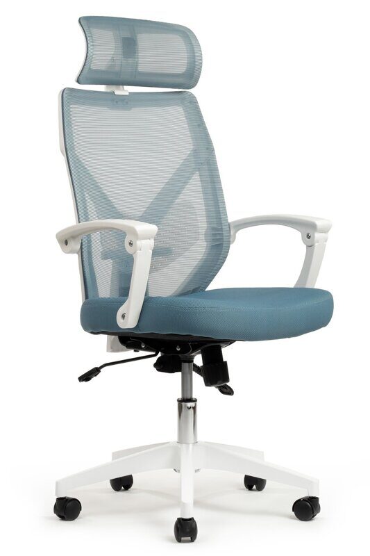 Кресло Riva Chair OLIVER W-203 AC белый пластик/Синий