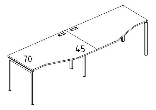 Рабочая станция со столами эргономичными "Техно" на металлокаркасе DUE (2х140) А4 Б2 063-2 БП