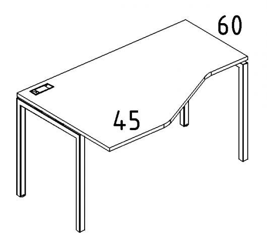 Стол эргономичный левый "Техно" на металлокаркасе DUE А4 Б2 051 БП