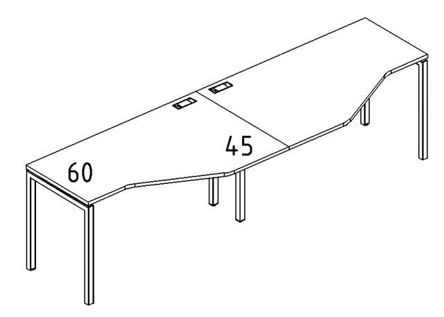 Рабочая станция со столами эргономичными "Техно" на металлокаркасе DUE (2х140) А4 Б2 053-2 БП